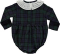 Green and blue checked bodysuit with bee nest chest with flower embroidery