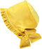 Yellow velvet cap with ruffles and bow