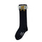 Navy blue socks with white lace and yellow velvet bow