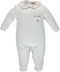 White babygrow with pocket and embroidered hearts