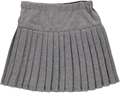 Gray pleated skirt with velvet buttons and bows