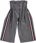 Gray baggy pants with striped tape on the sides