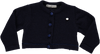 Navy blue knit coat with velvet bows on the back