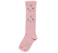 Pink socks with sprigs of flowers