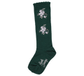 Green socks with sprigs of flowers