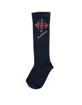 Navy socks with checkered rhombus