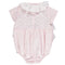 Body de menina bebé rosa com renda e laços brancos