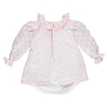 Body para menina bebé de malha com túnica em tecido rosa com bordado