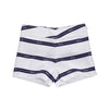 Girl's white shorts with blue stripes