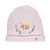 Pink girl hat with pram and flowers