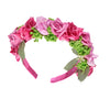 Pink and green floral headband