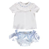 White and blue girl's set with embroidery
