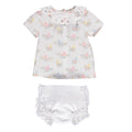 Girl set with colorful blouse and white shorts
