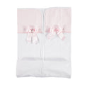 Manta branca e rosa para menina bebé com laços